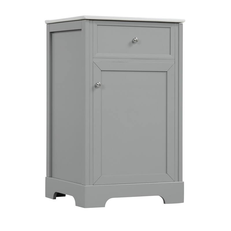Roomfitters 20" Bathroom Vanity with Sink Soft Closing Door Storage Rack and Adjustable Shelf Freestanding Cabinet