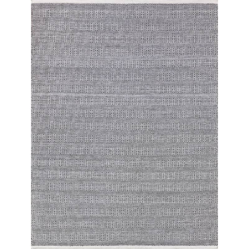 Echo Indoor/Outdoor Flatweave PET yarn Ivory/Black Area Rug.