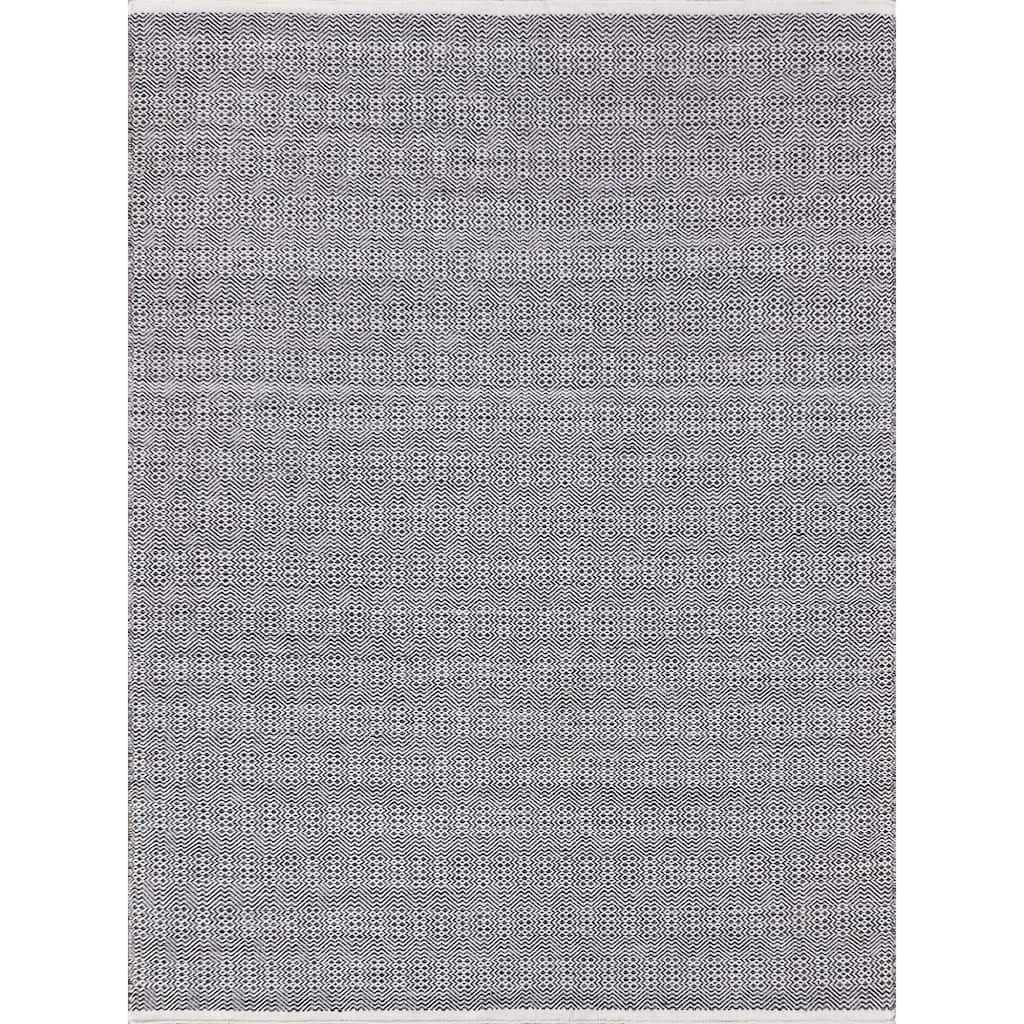 Echo Indoor/Outdoor Flatweave PET yarn Ivory/Black Area Rug.