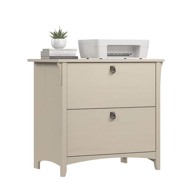 Bush Furniture Salinas Lateral File Cabinet in Antique White - Antique White - Letter