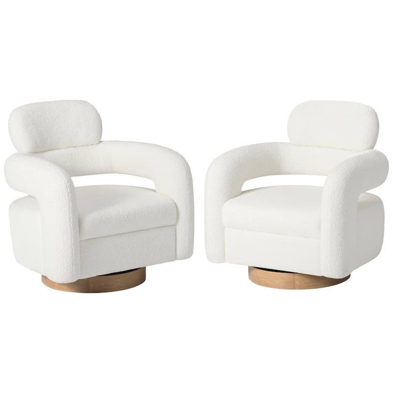 Bayville 29" Wide Sherpa Swivel Chair (Set of 2) - Cream