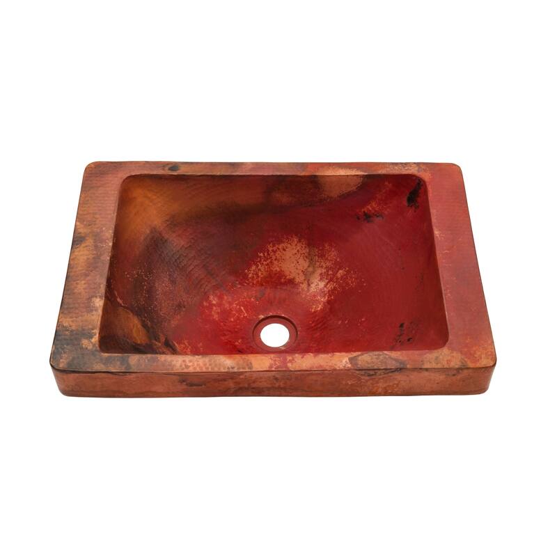 Miseno Artisan 20" Rectangular Copper Drop In Bathroom Sink - Natural