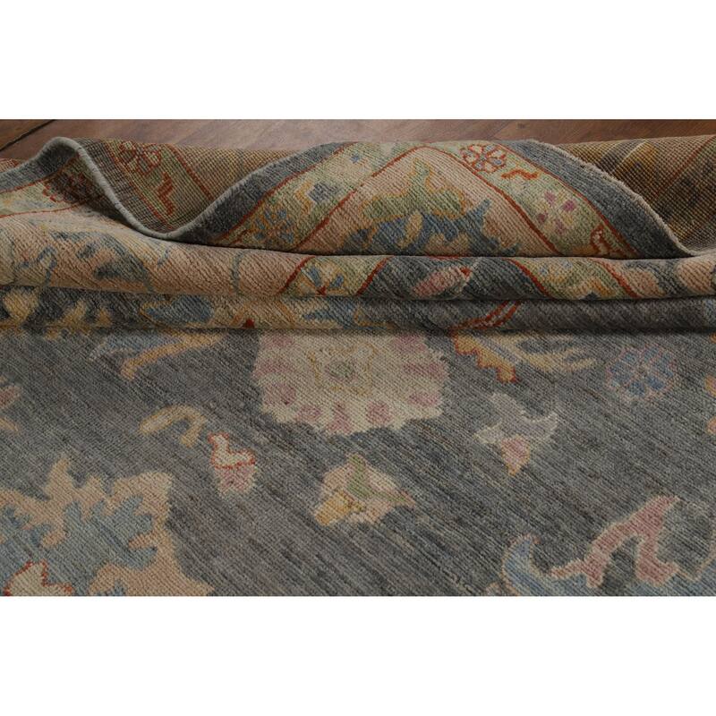 Hand Knotted Oriental 100% Wool Carpet Transitional All-Over Greys & Charcoal Oushak Area Rug - 9' 10'' X 8' 0''