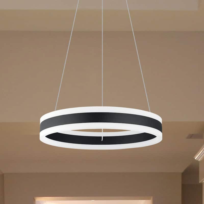 Eglo Tonarella 2-light Black and White Acrylic LED Single Pendant