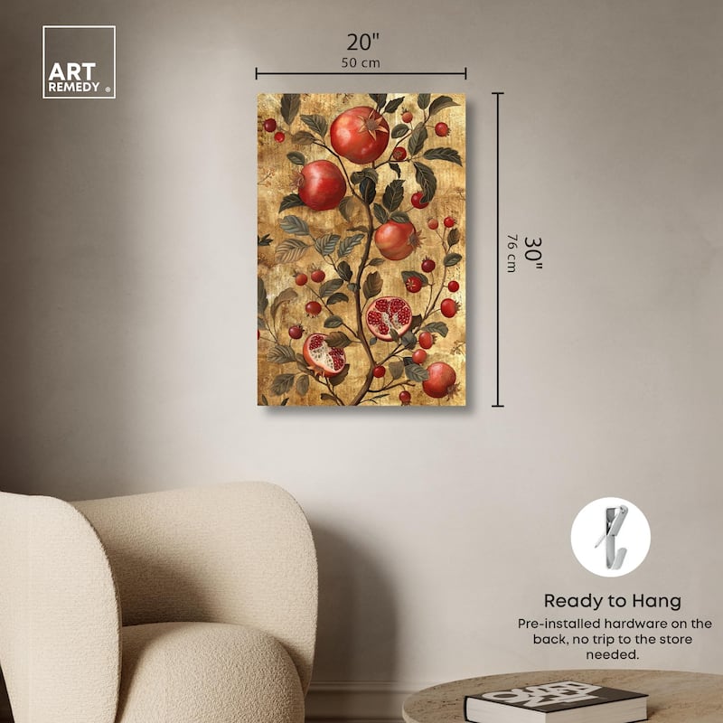 Golden Pomegranate Canvas by Art Remedy, Gallery Wrapped