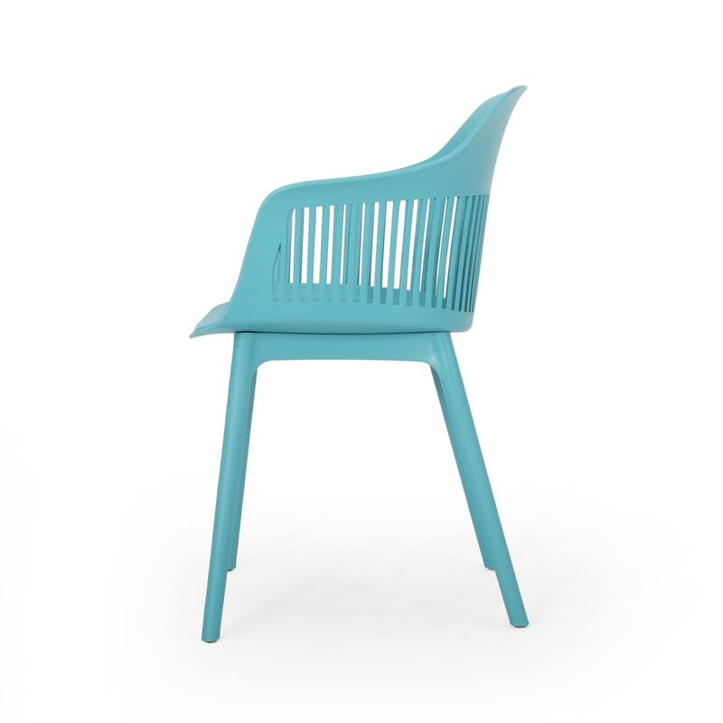 Roomfitters Modern Outdoor Dining Chair, Durable Plastic Patio Seating with Ventilated Backrest for Indoor or Garden Use, Teal