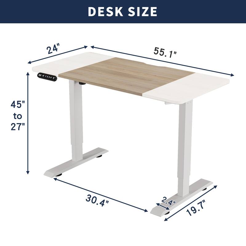 Rossetta 55" Electric Height Adjustable Standing Desk with Double Beam Single Motor