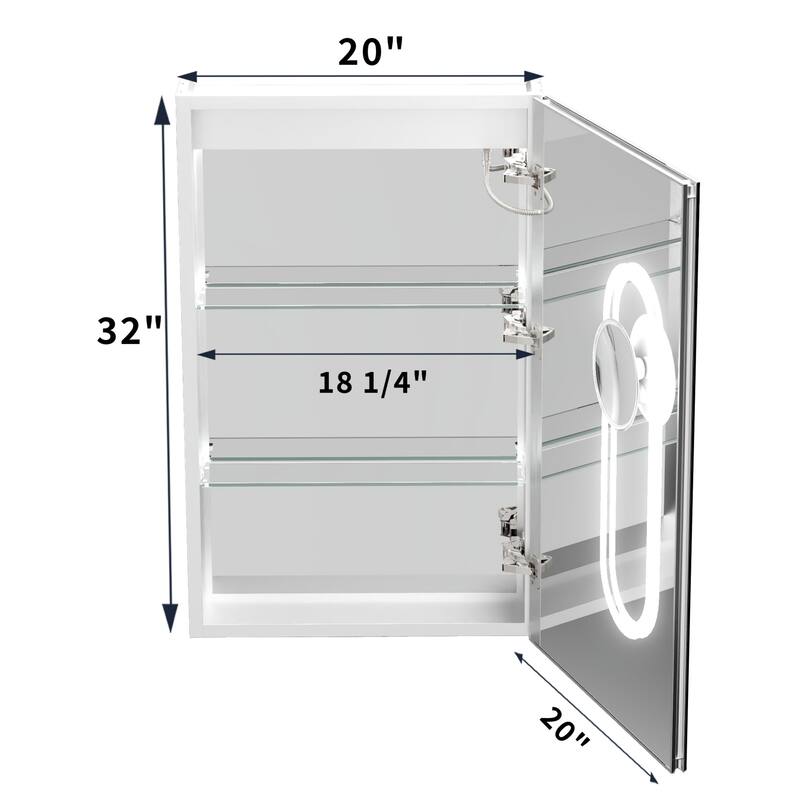 Modland 20"-24"W x 32"H Medicine Cabinet with Mirror and LED Light Wall Mount or Recessed
