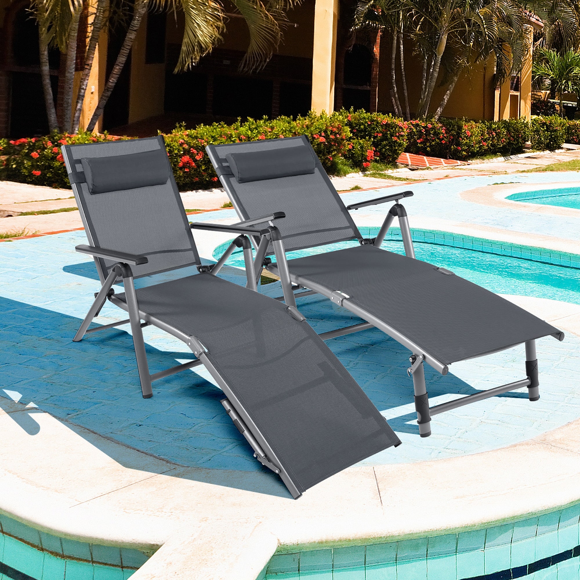 Costway adjustable pool chaise lounge deals chair outdoor recliner