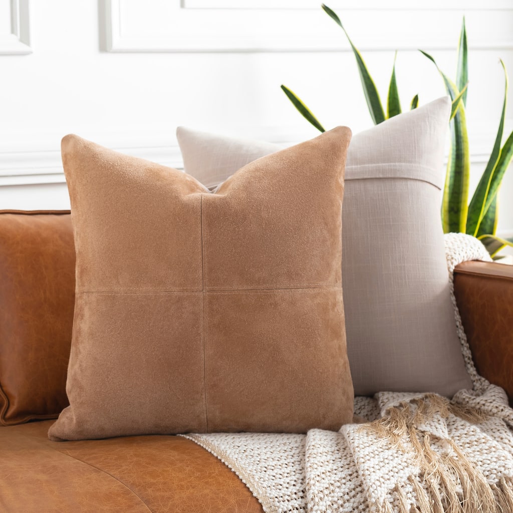 Rhiannen Suede Four Square Stiched Throw Pillow
