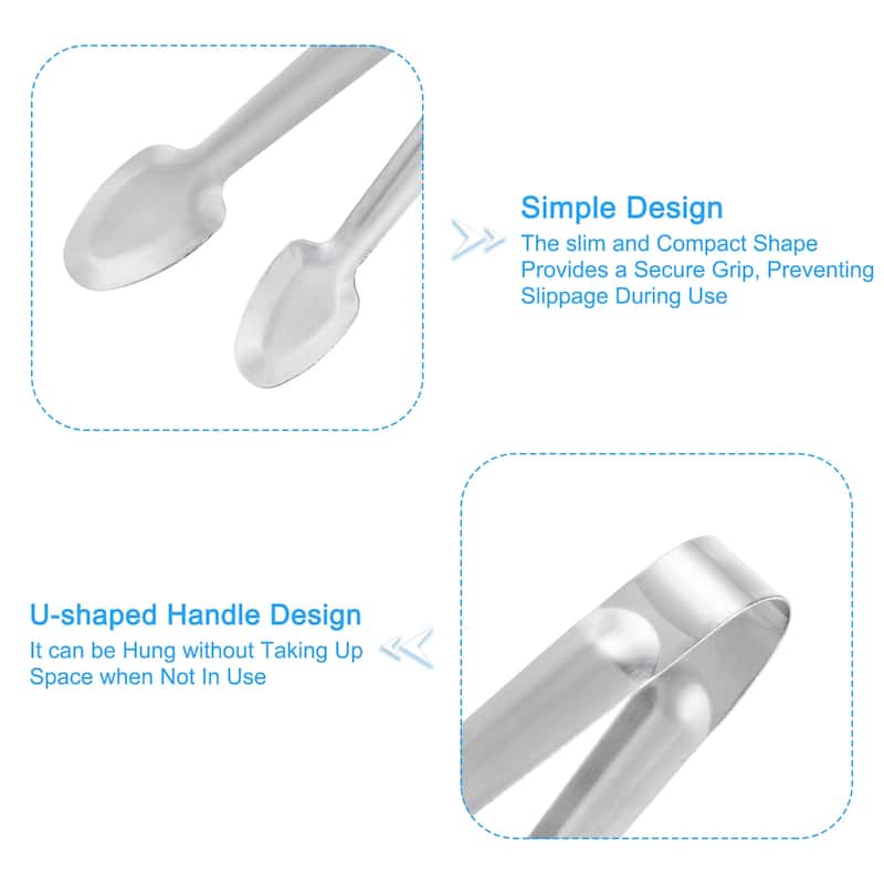 Serving Tongs, 12pcs 5 Inch Stainless Steel Ice Tongs, Mini Sugar Tongs - Silver