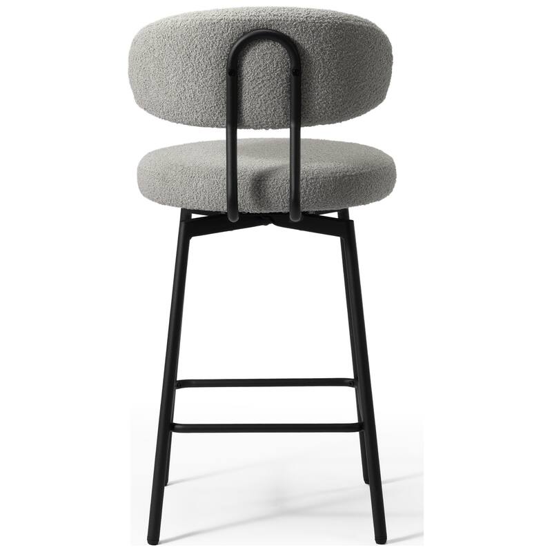 Bayville 27 Inch Faux Shearling Fabric Upholstered Swivel Counter Stool (Set of 2)