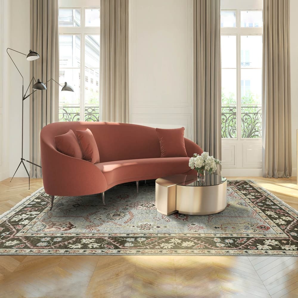 LoomBloom Multi Size Moss Traditional Handmade Oushak Wool Area Rug