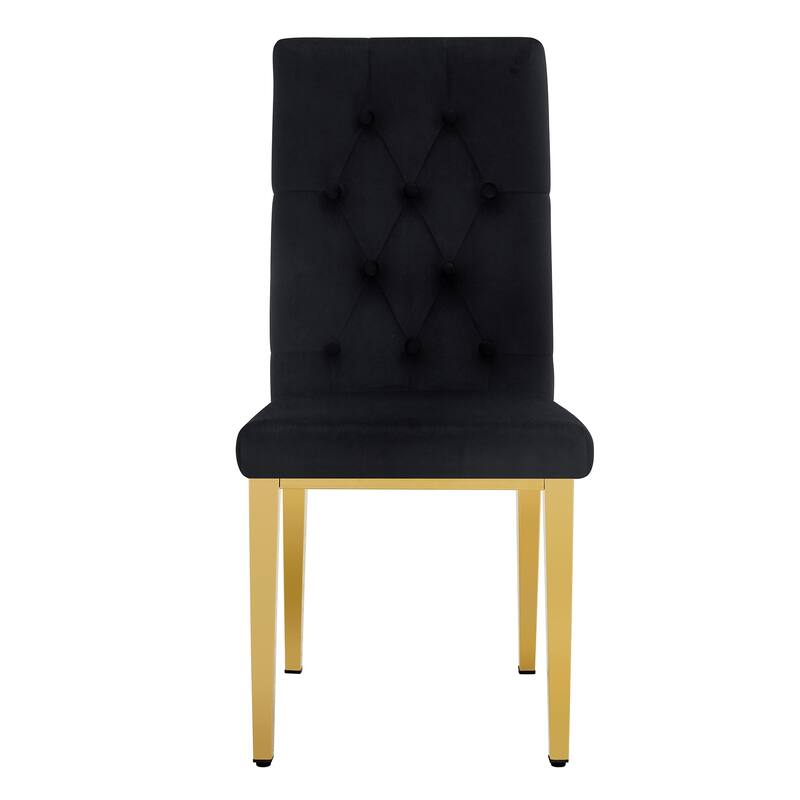 Roomfitters Velvet Dining Chairs with Gold Metal Legs, Upholstered Armless Set of 8 for Dining or Conference Room