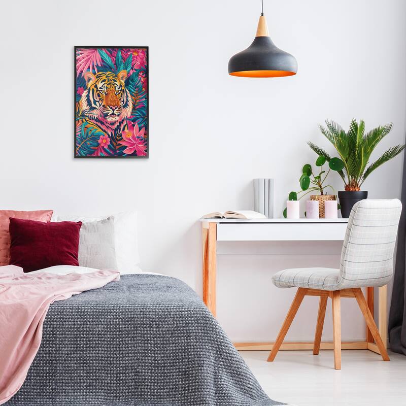 Stupell Tropical Tiger Among Leaves Framed Giclee Art Design By LSR Design Studio