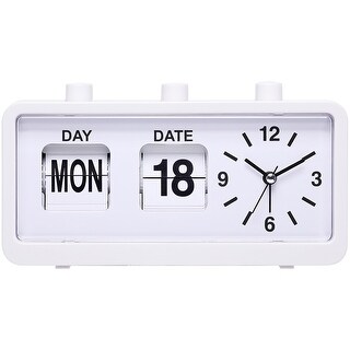 Silent Non Tick Clock with Calendar and Week Home Decor Desk Clocks for Office - 7.8"L x 1.9"W x 3.7"H