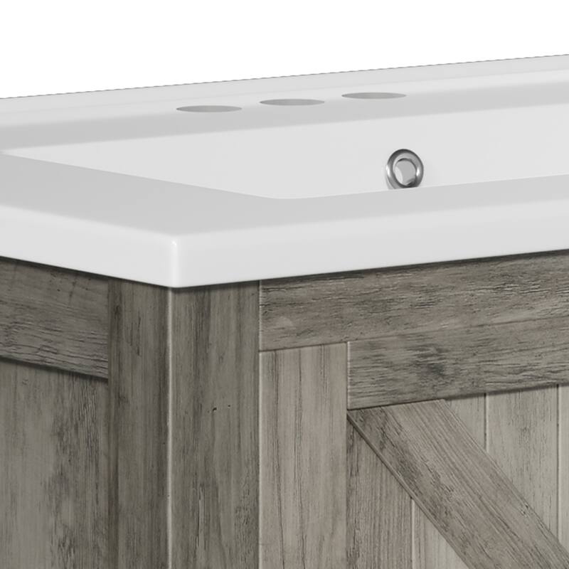 Moasis 30 Inch Farmhouse Bathroom Vanity with Sink and Barn Door Storage for Small Spaces