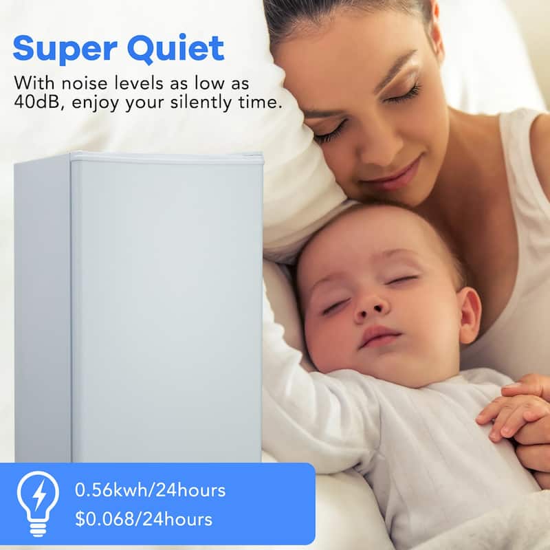 3.2 Cu.Ft Compact Refrigerator with Freezer, Single Door Mini Fridge
