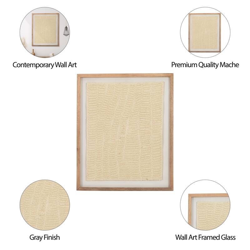 Sagebrook Home's 29x35 Paper Mache Wall Art - Framed Glass Interpretation in Serene Grey - Contemporary Home Decor