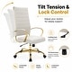 preview thumbnail 44 of 98, Benmar Ribbed Leather Executive High Back Office Chair with Gold Frame, Swivel, Tilt, Lumbar Support