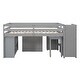 preview thumbnail 15 of 17, Full Size Loft Bed with Retractable Writing Desk and 3 Drawers, Grey