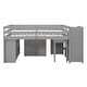 preview thumbnail 14 of 16, Modern Design Loft Bed with Retractable Desk, 3 Drawers, Storage Stairs and Shelves, Full Size, Grey