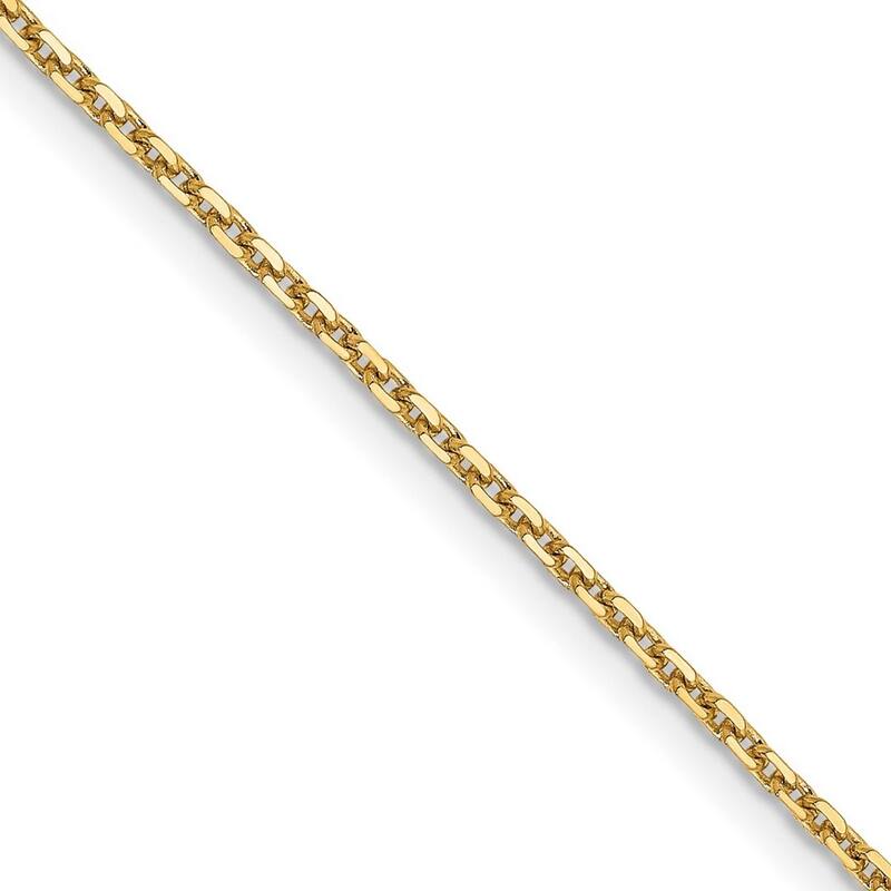 Curata Italian 14k Yellow Gold 1.4 mm Diamond-cut Cable Chain Necklace (Lobster) Options: 16 18