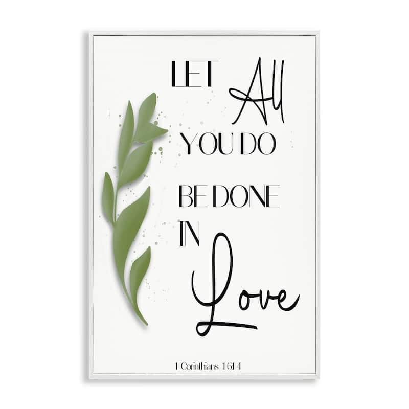 Stupell Done In Love Proverb Framed Giclee Art Design By Amber Clarkson - 20 x 30 - White