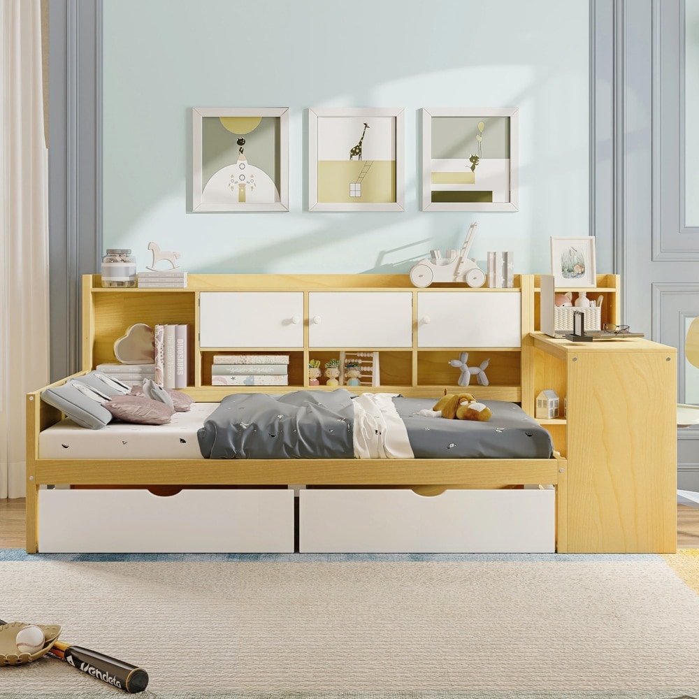 Daybed with Seven Storage Cabinets and Two Storage Drawers