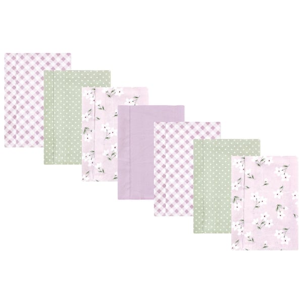 slide 1 of 1, Hudson Baby Infant Girl Cotton Flannel Burp Cloths, Purple Dainty Floral 7 Pack, One Size One Size - Purple Dainty Floral 7 Pack