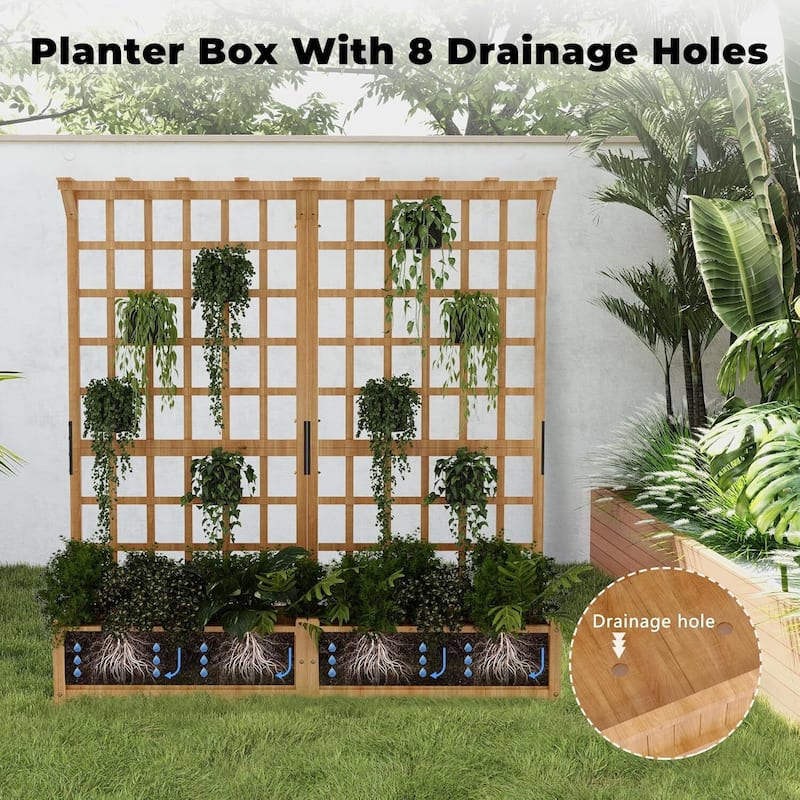 Outdoor Dual Planter Box with Trellis for Climbing Plants - 1 PC