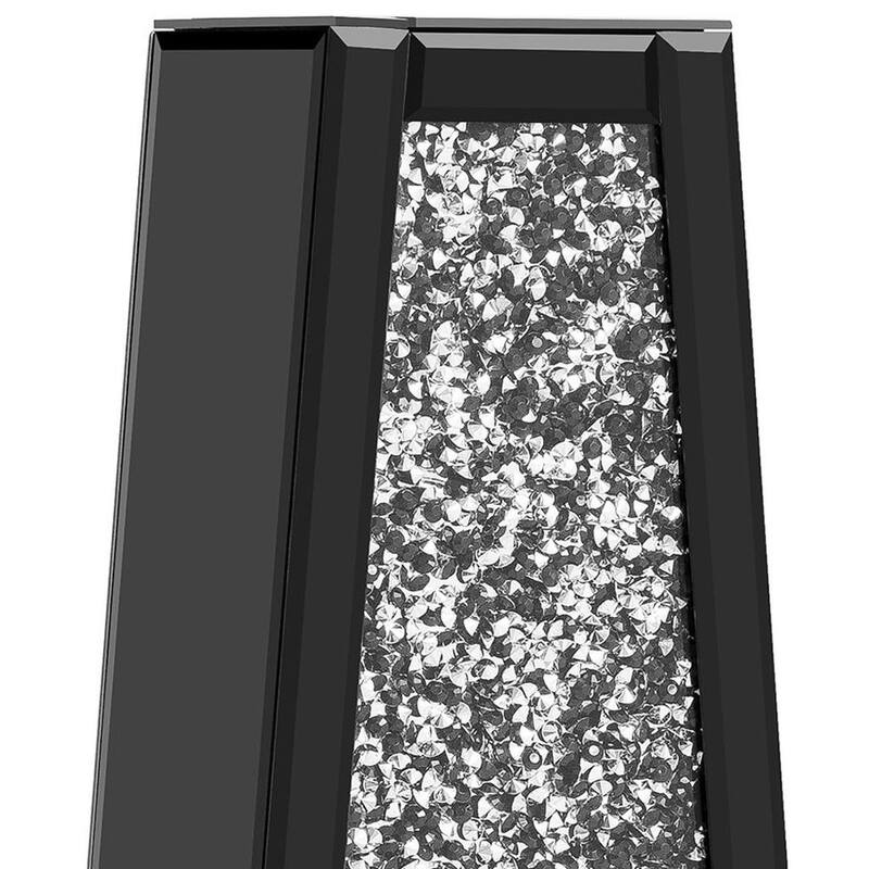 30" Black Mirrored Glass Floor Vase With Faux Crystals - 5.31