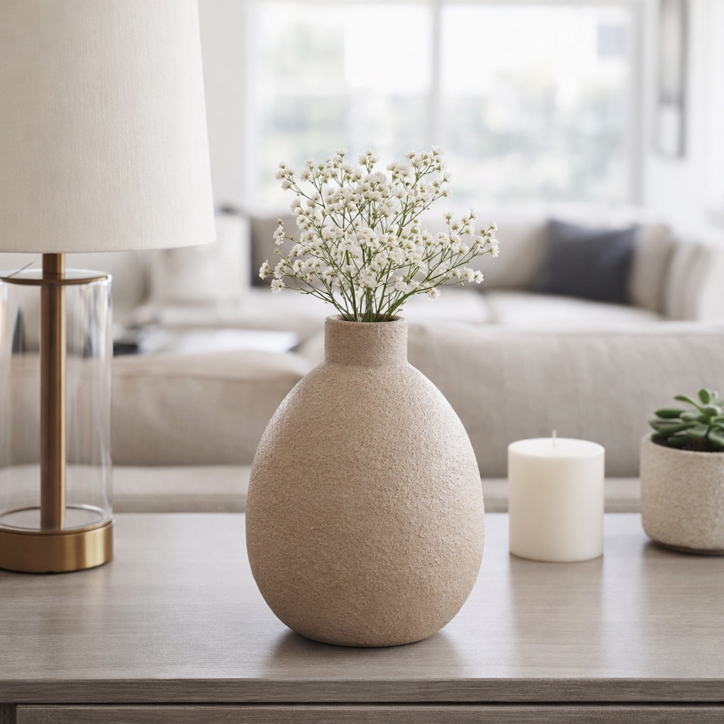 Modern Teardrop Terracotta Flower Vase - Brown
