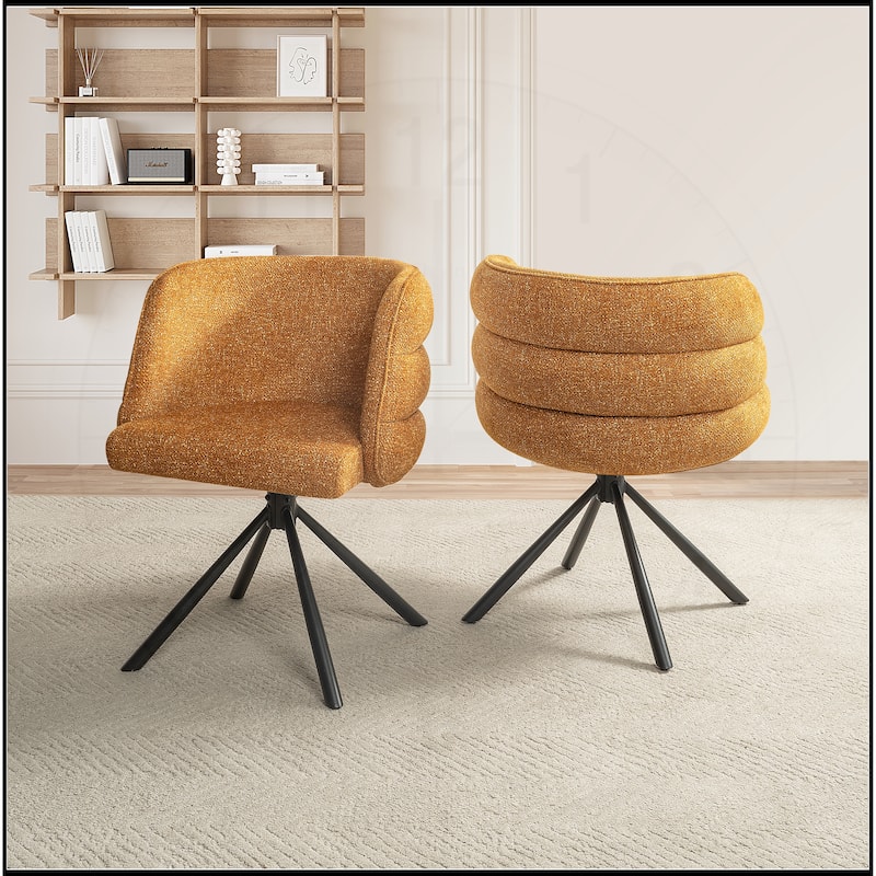 270 Degree Swivel Dining Chairs with Metal Base Set of 2 - Orange
