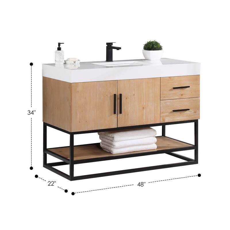 Altair Bianco Bath Vanity with White Composite Stone Top,no Mirror