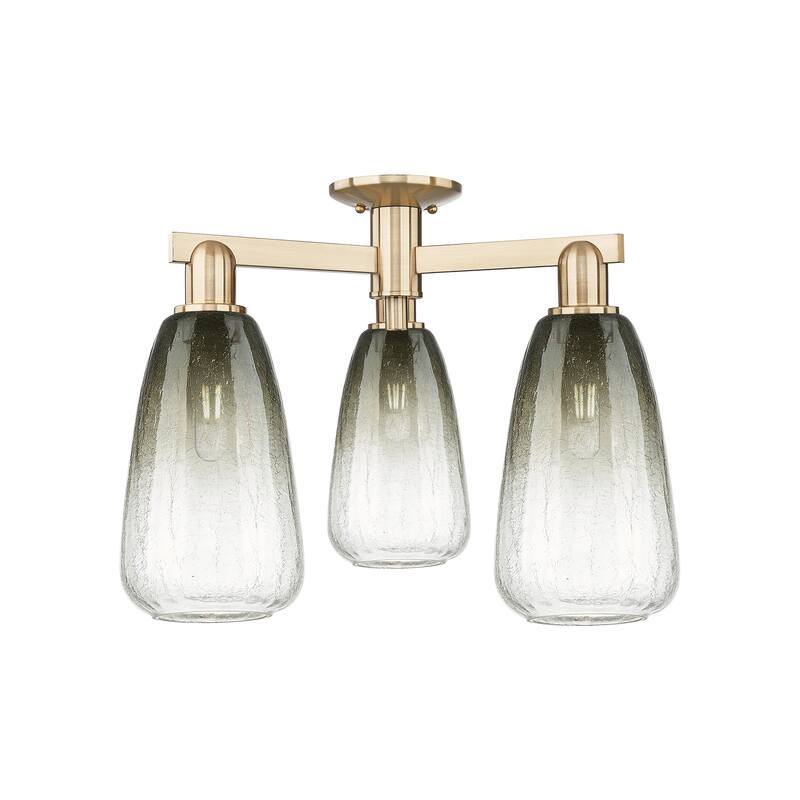 Innovations Lighting Downtown Urban - Brookhaven Almond - 3 Light 24" Semi-Flush Mount - Slate/Champagne Bronze