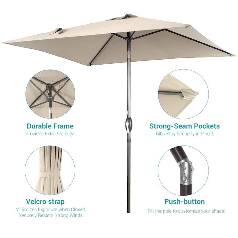 BONOSUKI 6.5x6.5Ft Patio Market Umbrella Weather-Resistant Frame