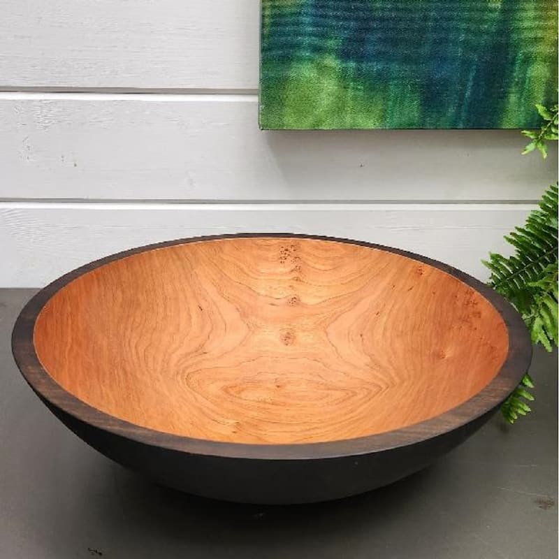 Handmade Ebonized Solid 12 inch Cherry Bowl - 12"x12"