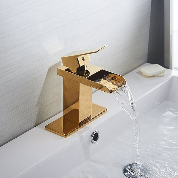 Single Handle Gold Bathroom Sink Faucet with Drain Assembly