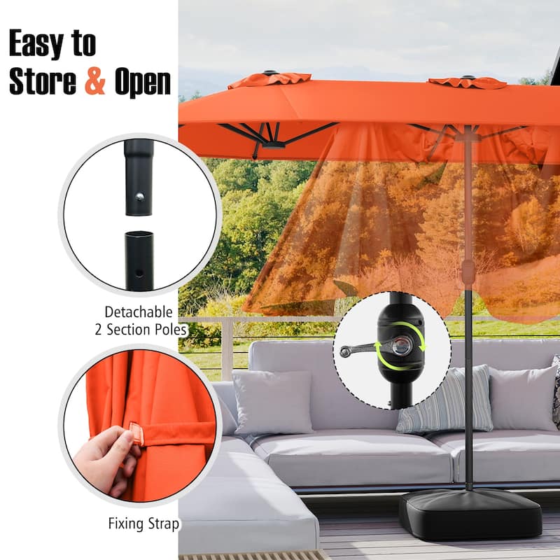 Gymax 13FT Double-sided Patio Umbrella w/ Crank Handle Umbrella Base