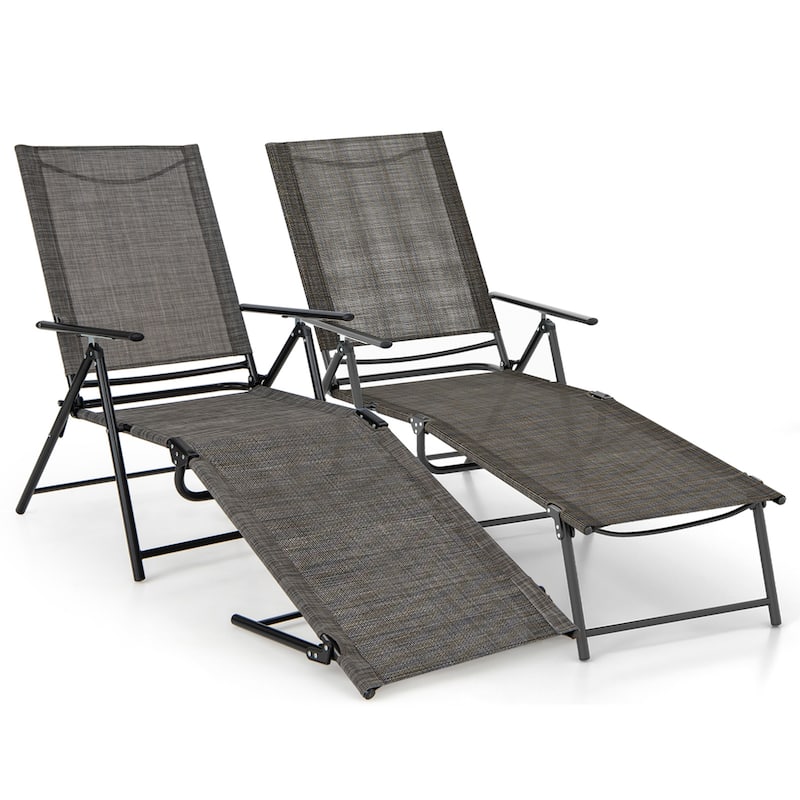 Costway 2 Piece Patio Folding Chaise Lounge Chairs with 6-Level - See Details