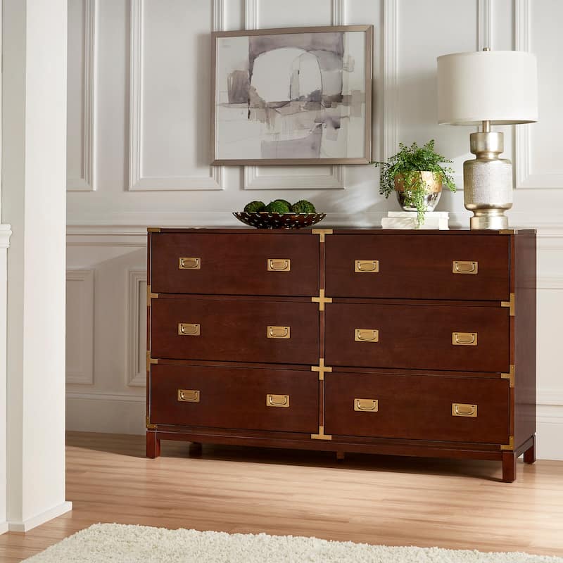 Valoria Gold Accent Campaign Dresser - Espresso