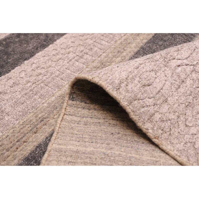 ECARPETGALLERY Hand Loomed Elysian Grey Viscose, Wool Rug - 8'2 x 9'11