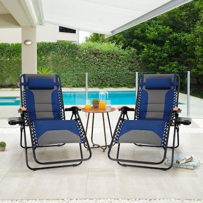 Padded Zero Gravity Chair 2 Pack Oversize Lounge Chair with Free Cup Holder