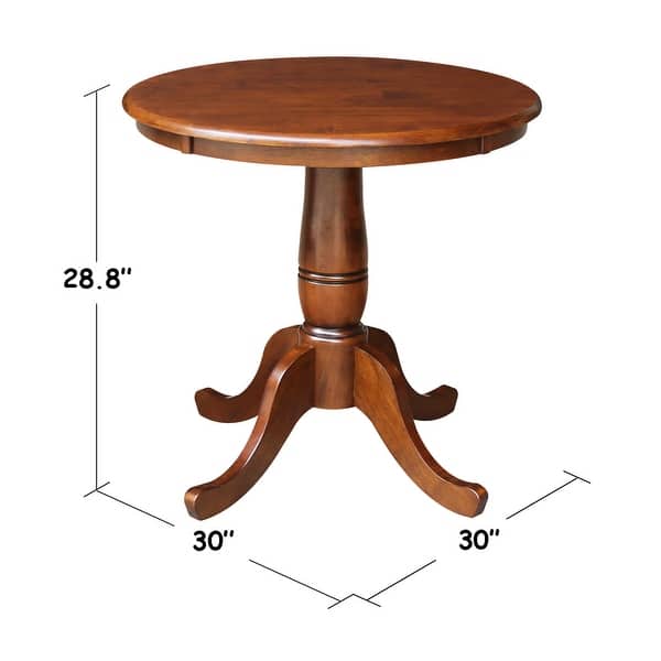 dimension image slide 10 of 15, International Concepts 30-inch Round Pedestal Table