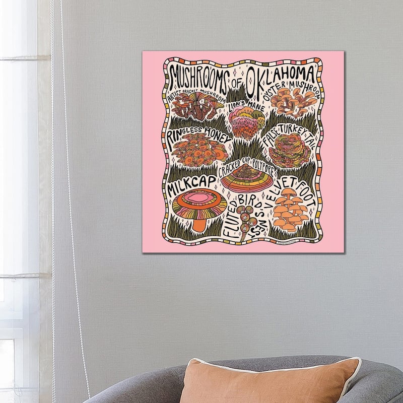 iCanvas "Mushrooms Of Oklahoma" by Doodle By Meg Canvas Print - 26x26x1.5