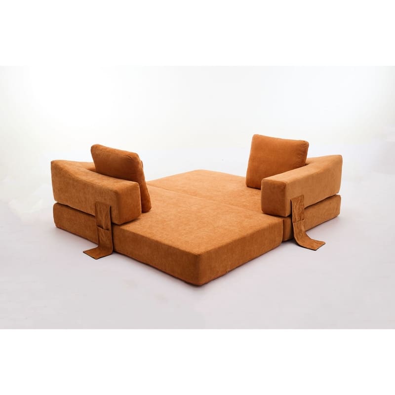 Fold-Out Sofa Bed Convertible Chair Floor Couch and Sleeping Mattress with Removable Backrest