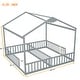 preview thumbnail 18 of 28, Double Twin Size House-Style Floor Bed with Fence and Guardrails without Door