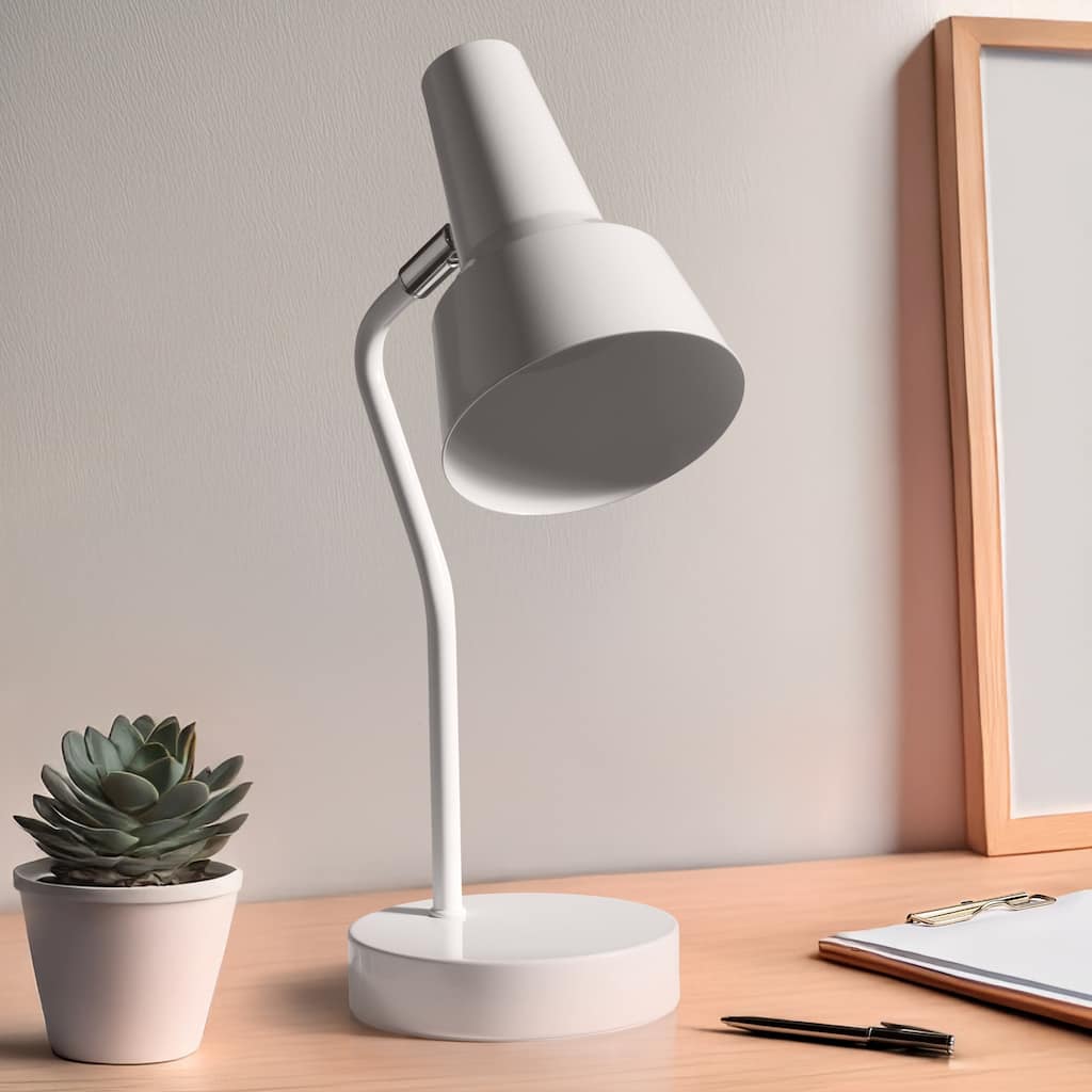 Desk Lamp with Cone Shade and Gooseneck - 15.25" - White