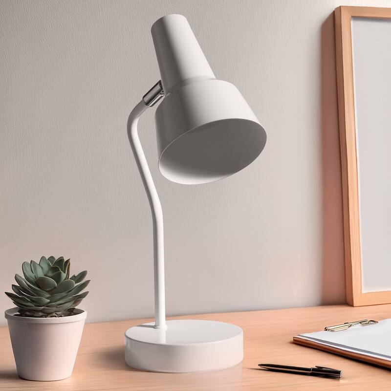 Desk Lamp with Cone Shade and Gooseneck - 15.25" - White